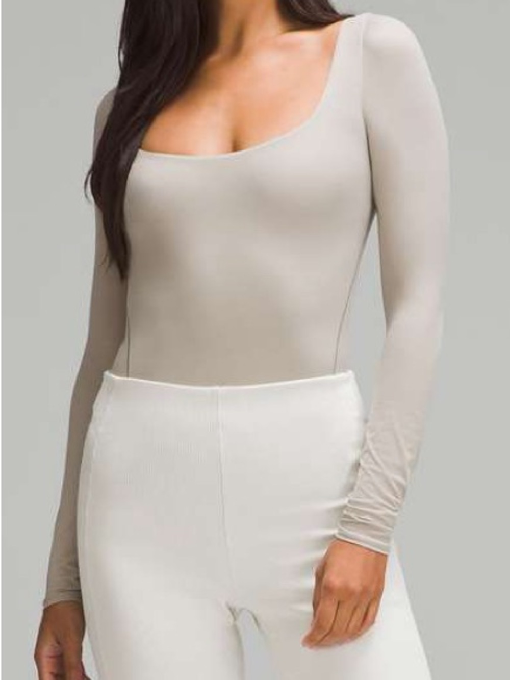 Lululemon Wundermost Ultra-Soft Nulu Square-Neck Long Sleeve Bodysuit-Medium